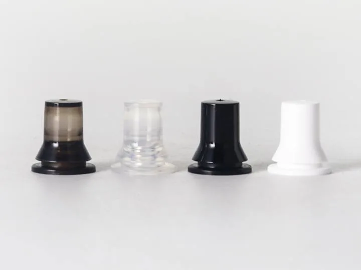 LSR silicone teats and caps in clear, black and white